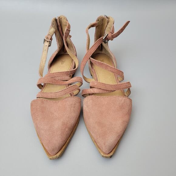 Frye Kenzie Moto Strappy 70379 Suede Ankle Strap Flats -6M ($228.00 Retail) - Picture 5 of 9